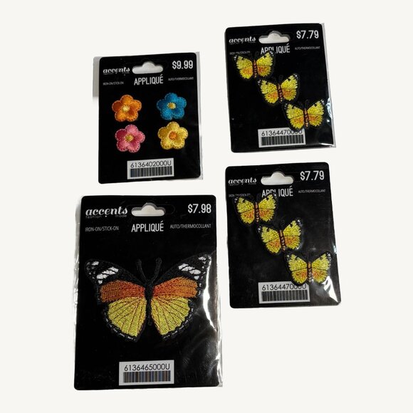 NEW Bundle of Iron On Patches Flowers and Butterflies Orange & Yellow - Picture 1 of 8